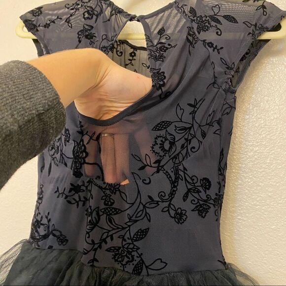 WEISSMAN Balera Dance Costume black tutu skirt flocked mesh dress D9329 child LC - Picture 8 of 15